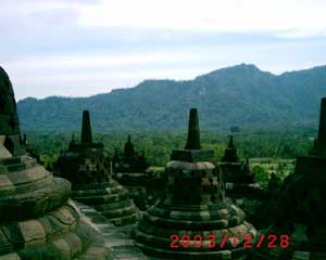 View from top of Borobudur temple.