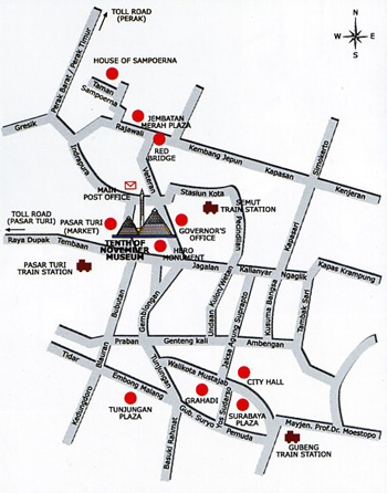 Peta Museum Tugu Pahlawan & Sepuluh Nopember